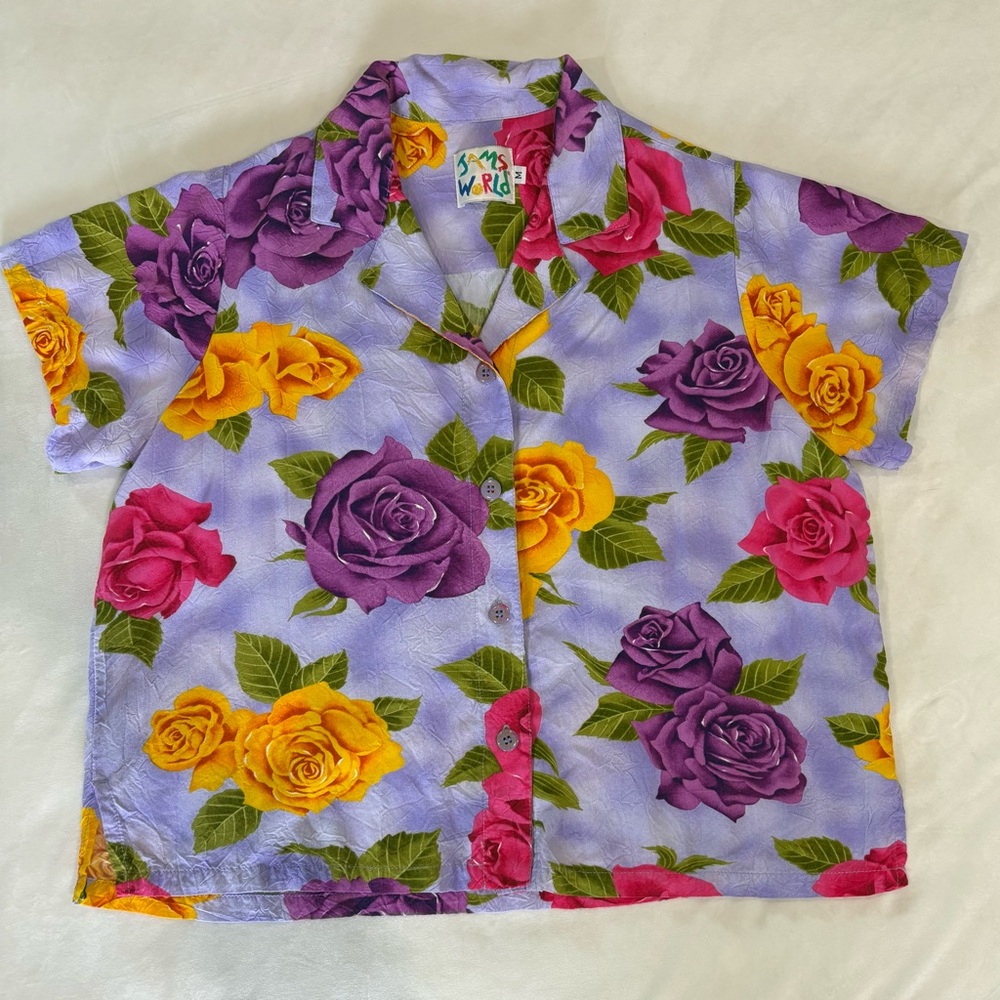 Jams World Roseland Floral Rayon‎ Shirt M Made Hawaii